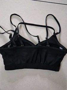 Black Sports Bra with Strappy Design
