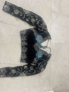 Embroidered Black Padded Blouse