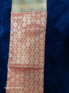 Beautiful Orange Saree with Gold Border