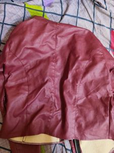 Maroon Faux Leather Jacket