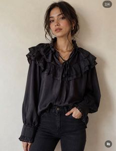 Elegant Ruffled Black Blouse