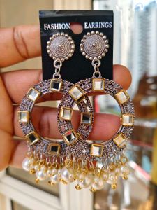 Boho Hoop Earrings with Pearls