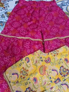 Vibrant Pink &amp; Yellow Ethnic plazo with crop top S