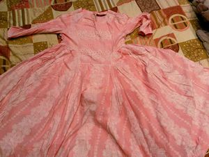 Pink Cotton Kurta with White Lace Details