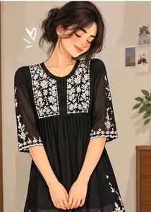 Black Embroidered Kurta