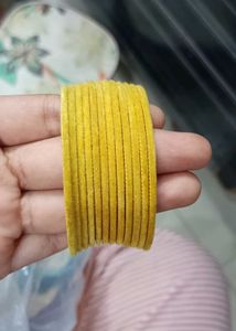 Set of Yellow Velvet Bangles
