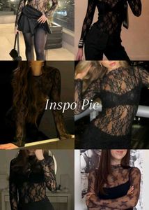 Y2k Vintage Dark Fairy Gothic Lace Sheer Top
