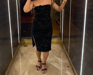 Sparkling Black Strapless Dress