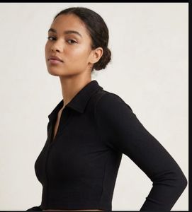 Black Cropped Long Sleeve Top