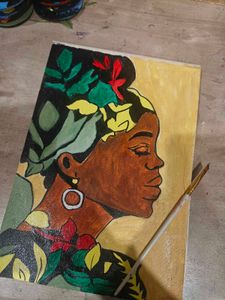 Framed African Woman Portrait Painting