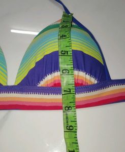 Colorful Striped Bikini Top S