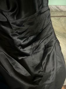 Magre Black Cowl Neck Ruched Midi Dress