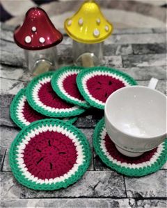 Watermelon Crochet Coasters (Set of 6)