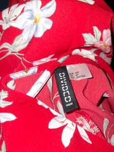Red Floral Midi Dress