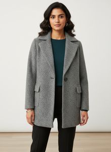 Stylish Gray Wool Blend Coat