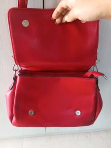 Sling bag Red Handbag with Gold Accent