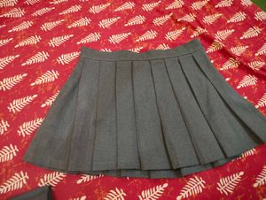 Grey Pleated Skirt
