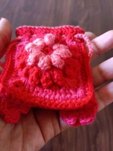 Crochet Fluffy flower mini purse /pouch
