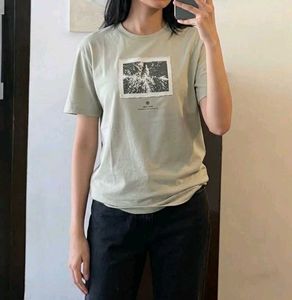 Olive Green YOUSTA women Print Relaxed T-Shirt