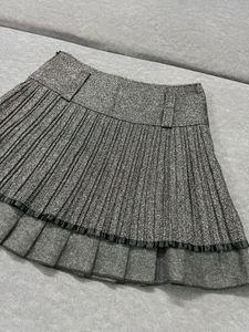 Grey Pleated Mini Skirt