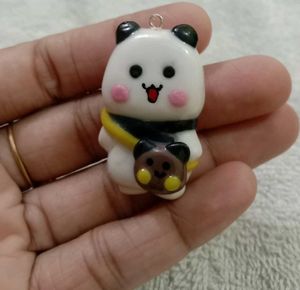 Handmade Cute Panda Bear Clay Charm 🐼🤍