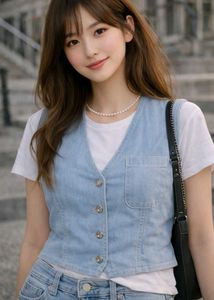 Soft Blue Denim Vest