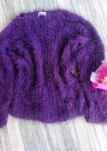 Purple Fuzzy Knit Sweate,woollen, fur jacket