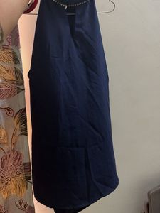 Elegant Navy Blue Halter Neck Top