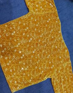 Golden Embroidered Velvet Blouse