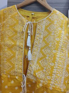 Yellow Embroidered Kurta Set with Pants