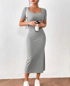 Trendy Korean Square Neck Bodycon Dress
