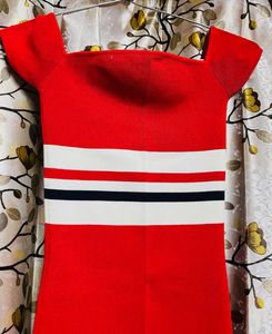 Chic Red Striped Knit Dress