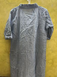 Blue Striped Cotton Kurta