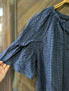 Navy Blue Lace Top