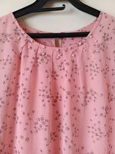 Pink Floral Ruffle Sleeve Top