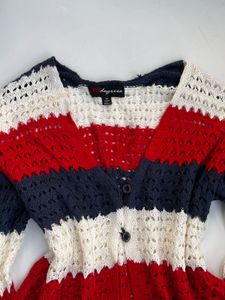 Striped Crochet Knit Cardigan