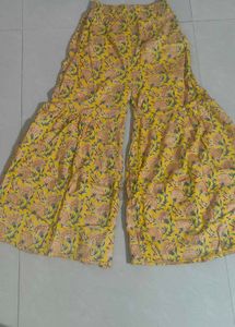 Yellow Floral Kurta Set with Sharara and Dupatta
