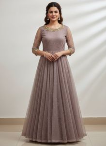 Elegant Pearl Embellished Ethnic Gown