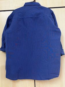 Men's Striped Blue Button-Up Shirt