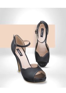 Chic Black Patent Ankle Strap Heels
