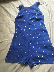 Blue Cactus Print Romper