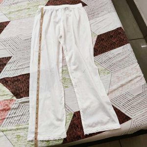 White Palazzo Pants with Lace Trim