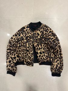 Leopard Print Bomber Jacket Size M