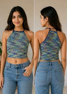 Multicolor Halter Crop Top