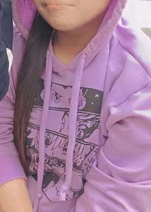 Purple Anime Graphic Hoodie