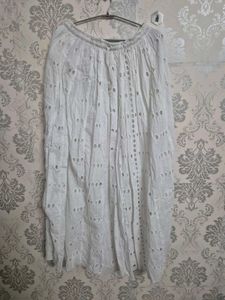White Eyelet Midi Skirt