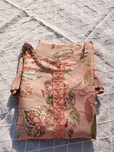 Hand Stitched Kurti Combo | Peach Floral & Rust Pr