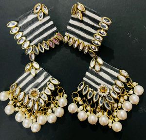 Fabric Fancy Long Size Earrings