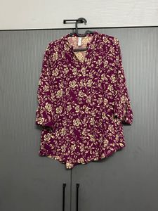 Purple Floral Print Tunic Top