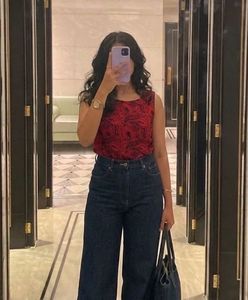 Red Paisley Print Sleeveless Top